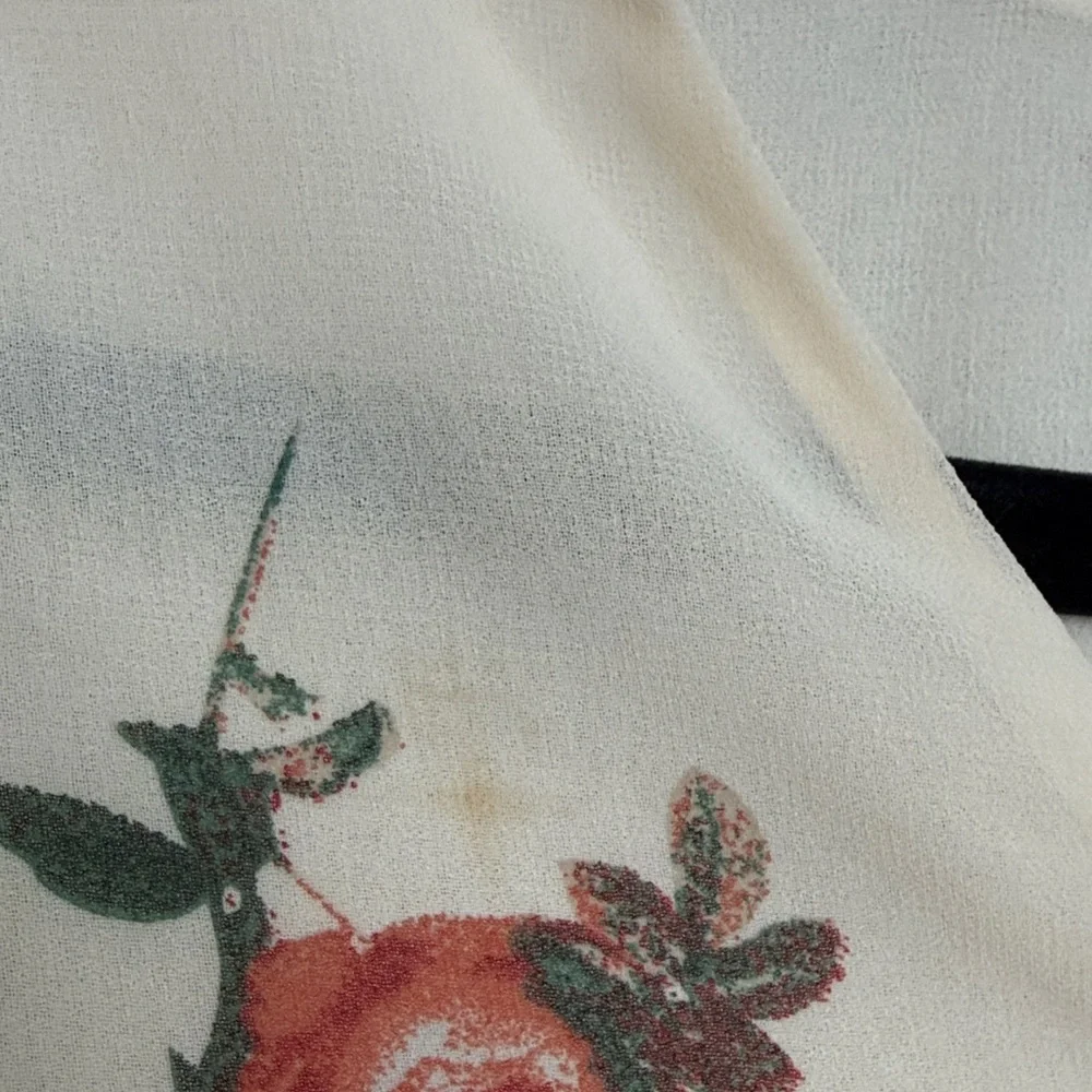 Wilfred Cream Floral V-Neck Button Crop Top - Sz. Small (minor marks see pics) - Picture 2 of 6